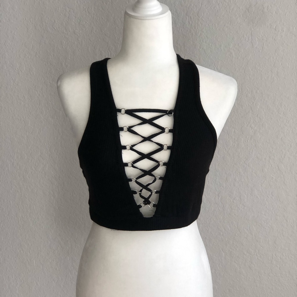 Crop Black Tank